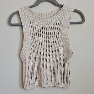 Cream Knit Sleeveless Top